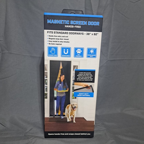 Other - Hands-Free Magnetic Screen Door Heavy Duty Mesh 38x82 Black 58384 New